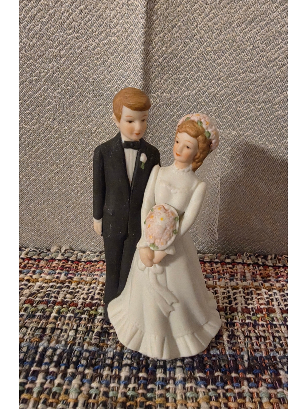 Classic Bride and Groom Cake Topper in White and Black